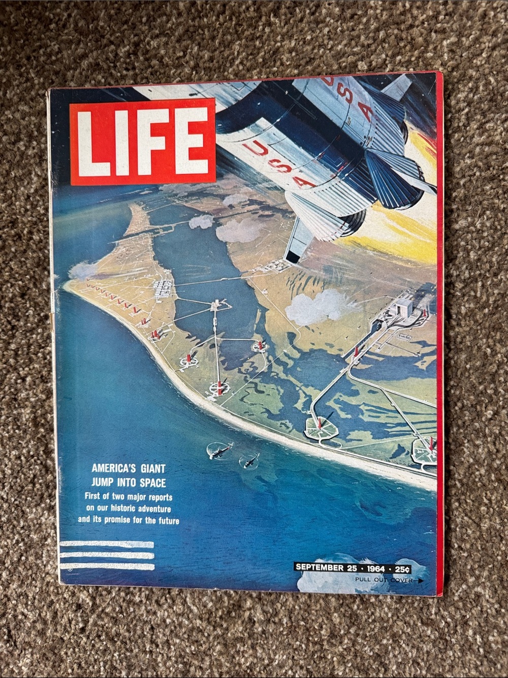 LIFE Magazine Cover - Blue & Red Space Illustration 9/25/1964